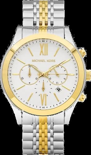 Montre Michael Kors MK8306 au cadran bleu soleil avec index dorés et aiguilles bicolores