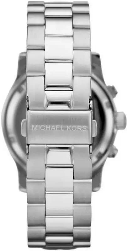 Bracelet Michael Kors MK8314 en acier inoxydable bicolore or rose et argent, fermoir déployant, maillons larges