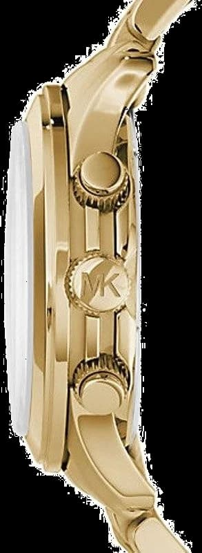 Cadran Michael Kors MK8315 détail des aiguilles dorées et index, carte du monde en fond