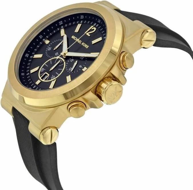 Cadran Michael Kors MK8445 avec index bâtons, aiguilles dorées et compteurs chronographe