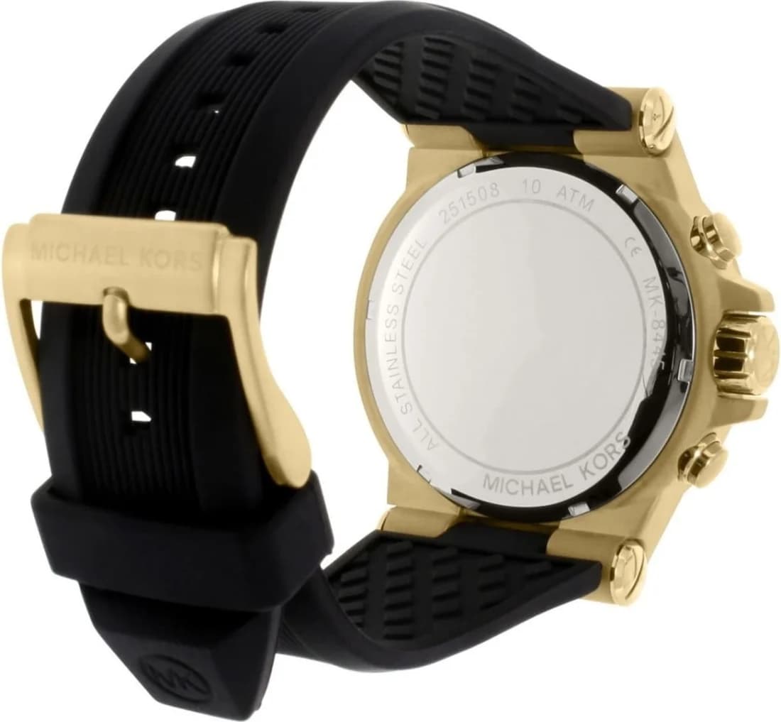 Bracelet Michael Kors MK8445 en acier inoxydable noir avec maillons polis et boucle déployante