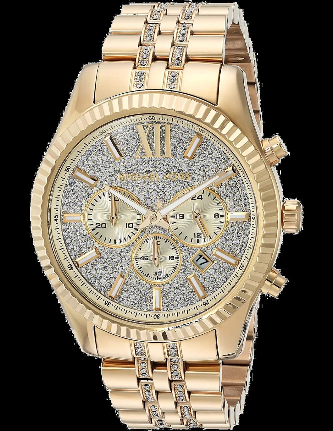 Montre Michael Kors MK8579 au cadran doré scintillant de cristaux, style glamour et sophistiqué