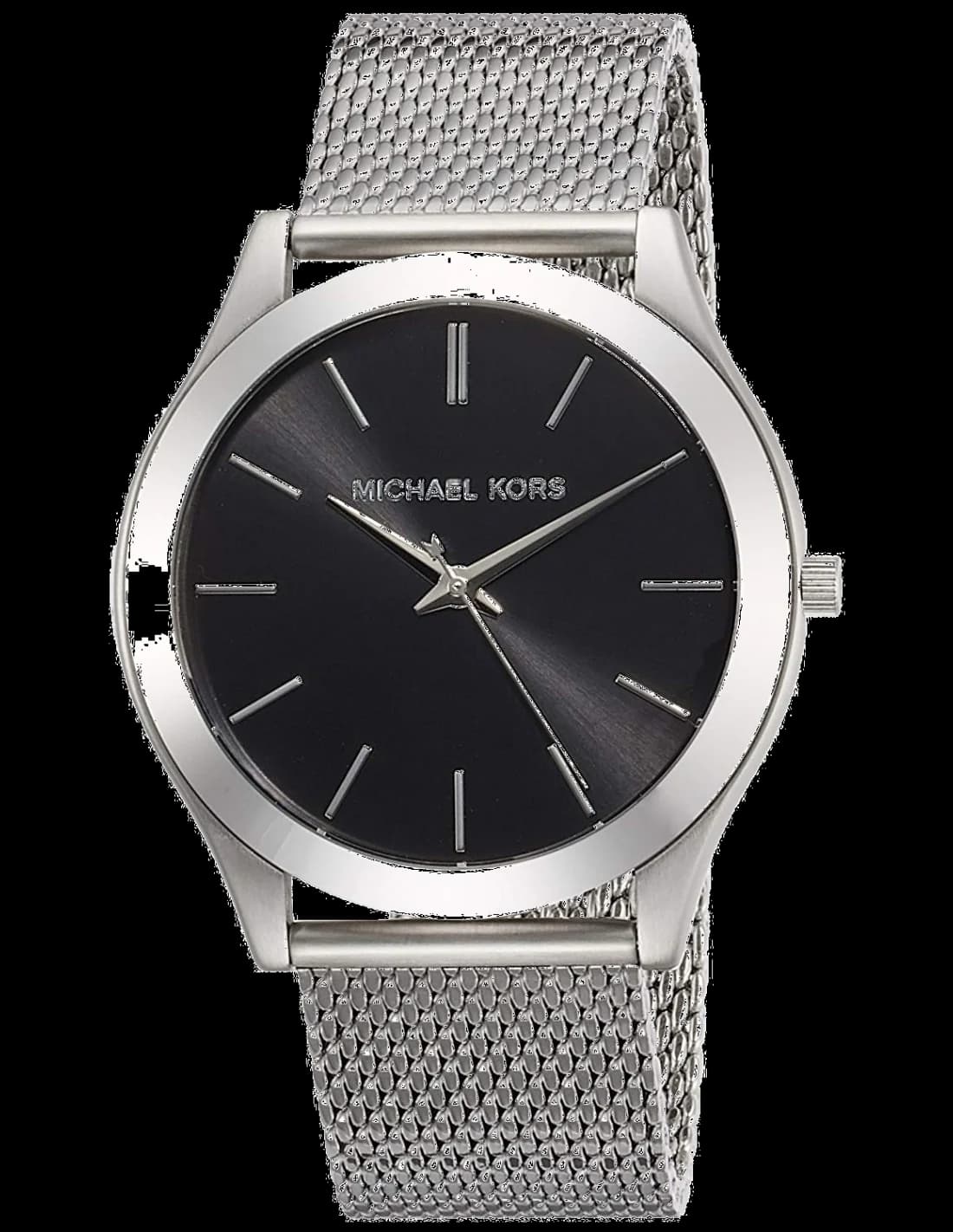 Montre Michael Kors MK8606 avec cadran argenté et style élégant, aiguilles dorées et index bâtons