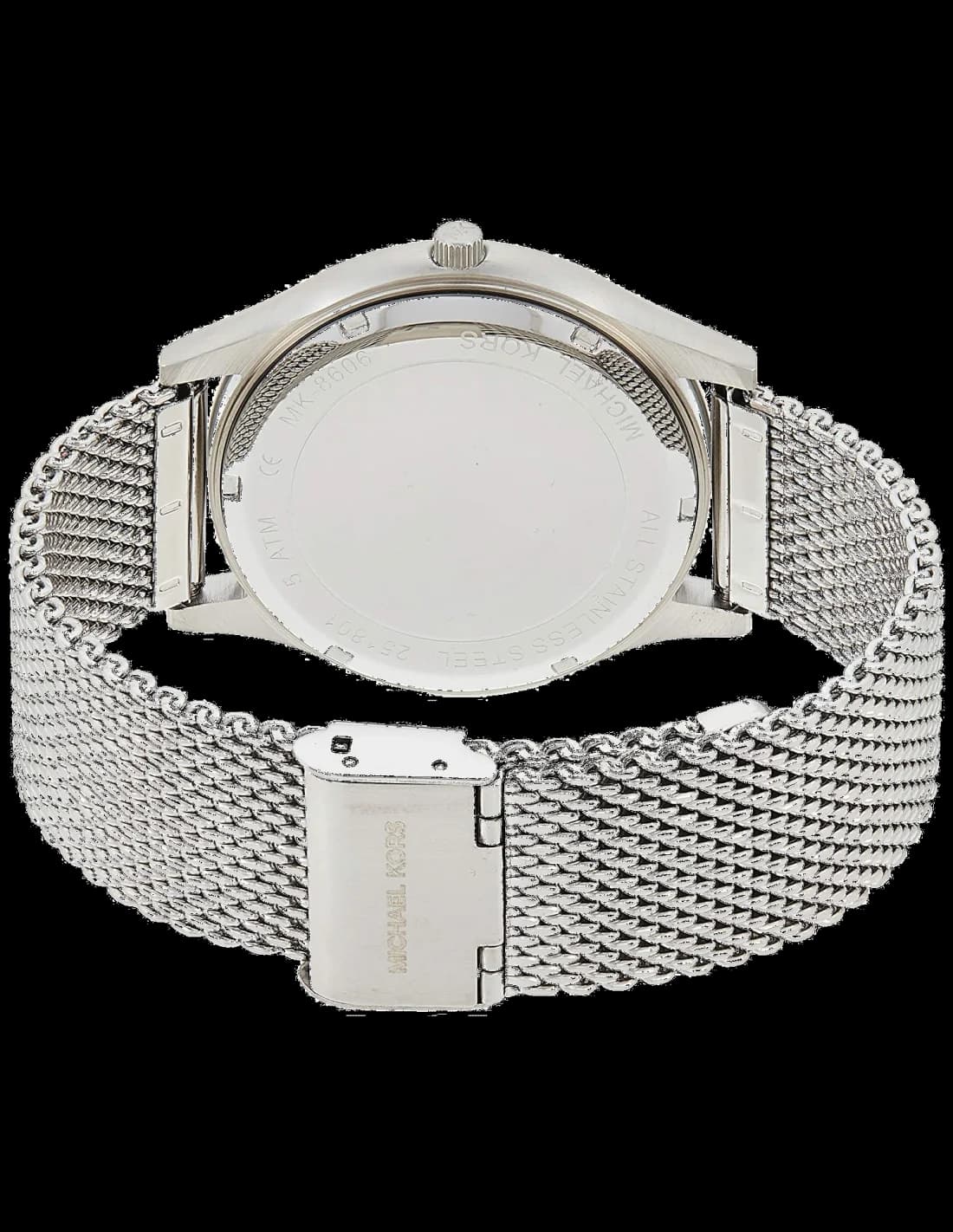 Bracelet Michael Kors MK8606 en acier inoxydable argenté, maillons, fermoir déployant, finition polie