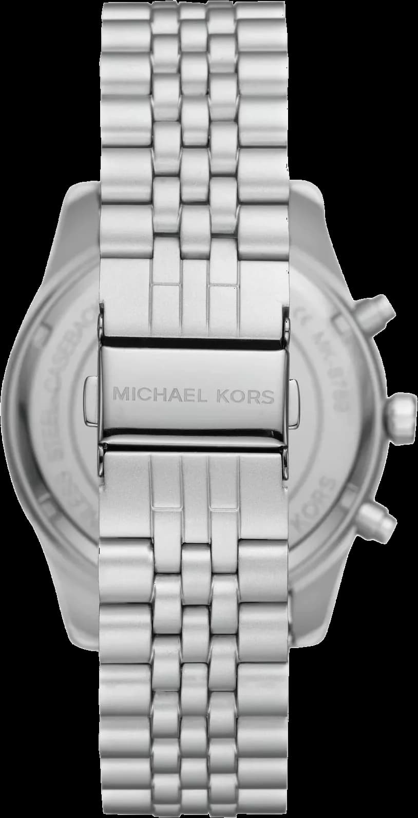 Bracelet Michael Kors MK8789 en aluminium argenté à mailles milanaises souples, fermoir déployant double sécurité, finition brossée élégante