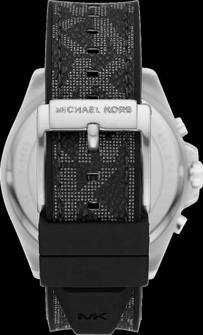 Montre chronographe Michael Kors Brecken MK8850 de couleur noire bande en toile à signature imprimée vue 3
