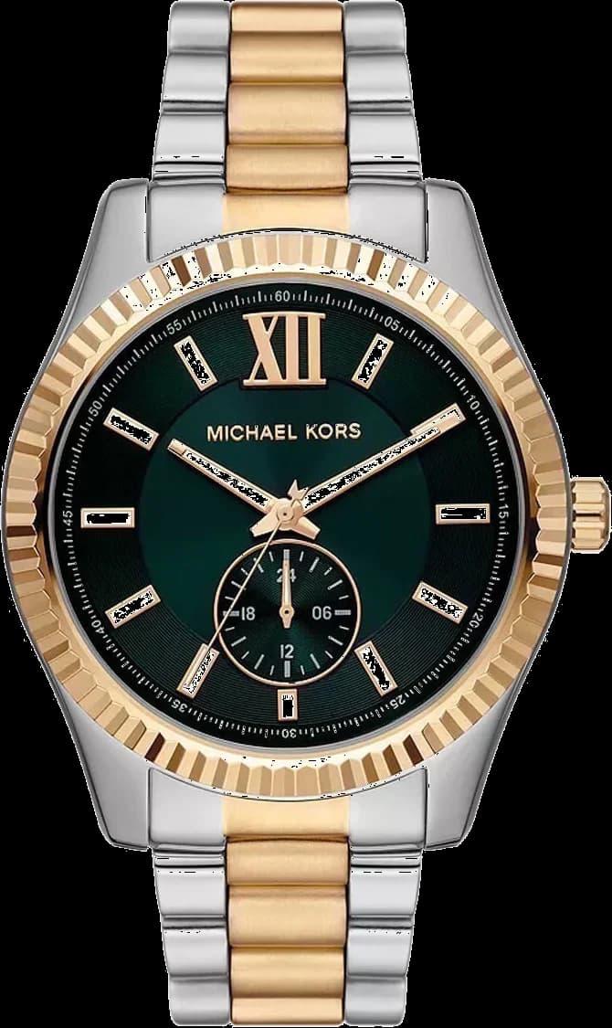 Montre Michael Kors MK9063 avec cadran vert soleil, index bâtons et aiguilles dorés, style chic et polyvalent