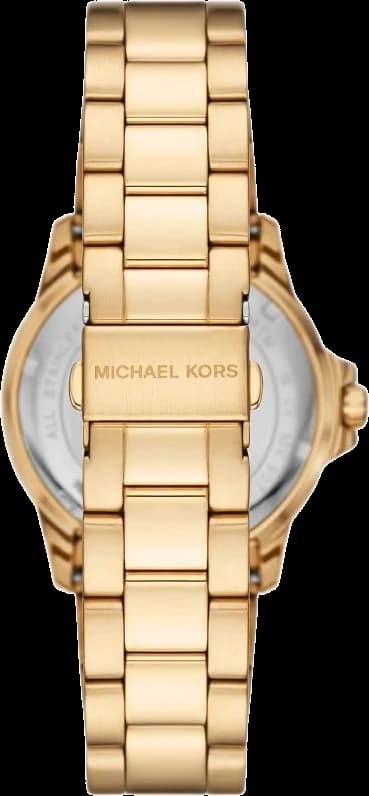 Cadran Michael Kors MK9078 avec index dorés, aiguilles fines et guichet date à 3h
