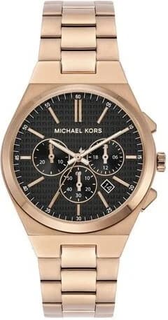 Montre Michael Kors MK9119 au cadran noir soleil avec index dorés et aiguilles squelette, style chic et sportif
