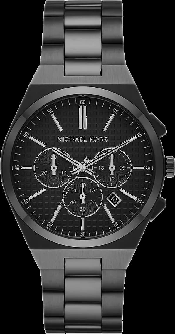 Montre Michael Kors MK9146 au cadran noir avec index dorés et aiguilles lumineuses, style élégant et sportif