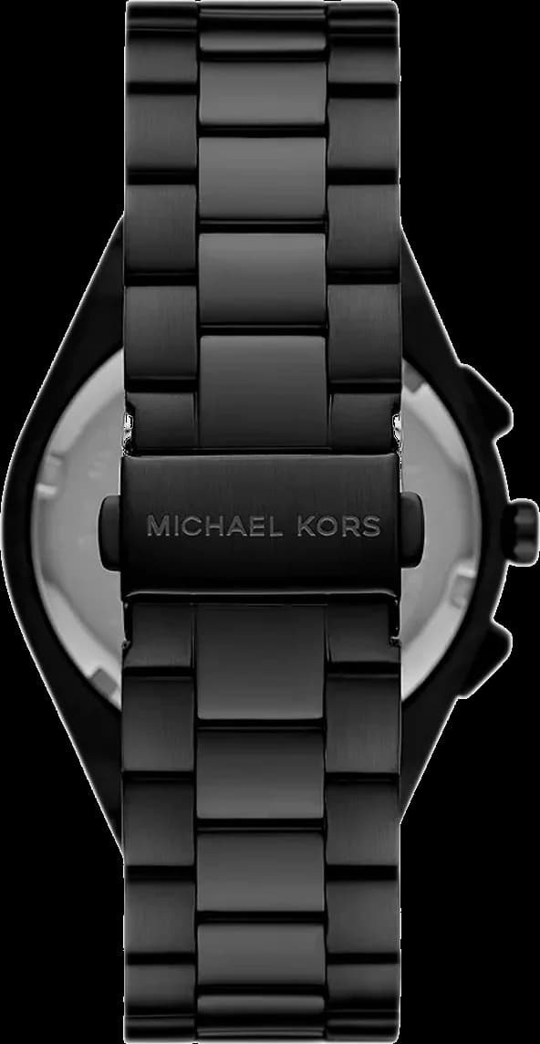 Cadran Michael Kors MK9146 noir à trois compteurs chronographe, date à 4h30, aiguilles et index dorés