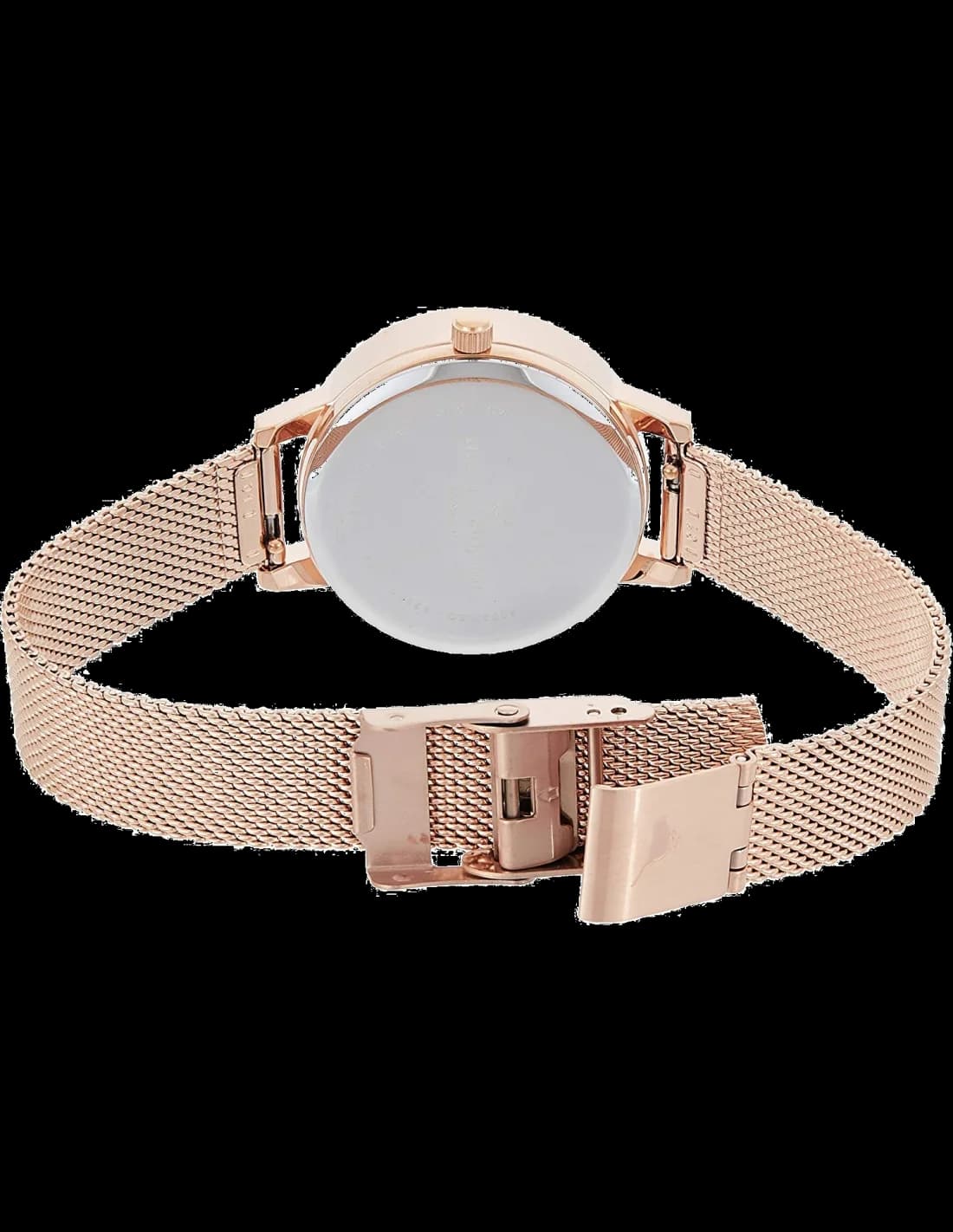 Bracelet Olivia Burton OB16EX116 en maille milanaise or rose, fermoir déployante, confortable et chic
