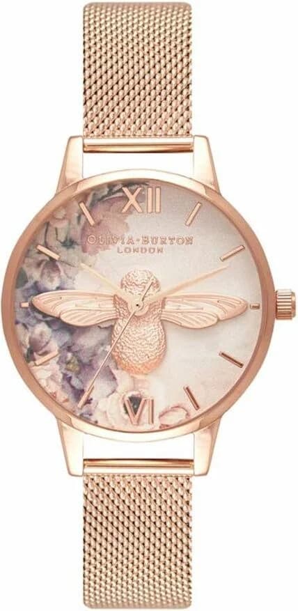 Montre Olivia Burton OB16PP40 avec cadran blanc nacré et index dorés, style élégant et féminin