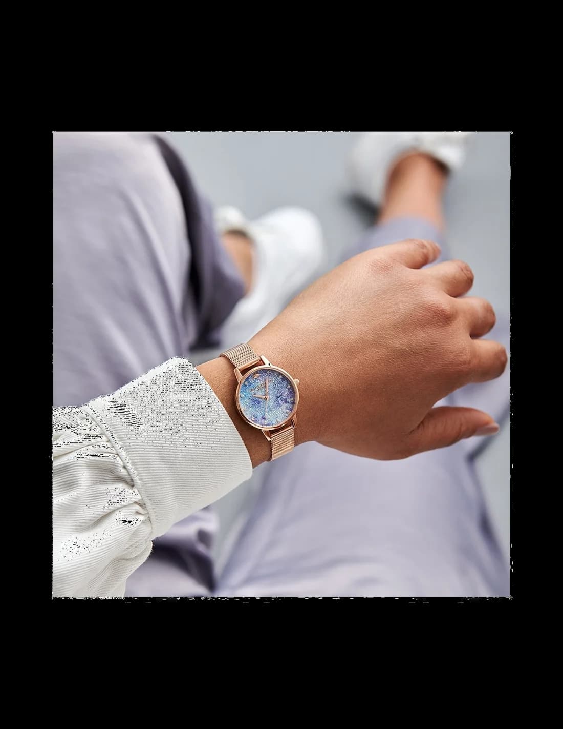 Bracelet Olivia Burton OB16US44 en acier et or rose, maillons lisses, fermoir déployant, chic