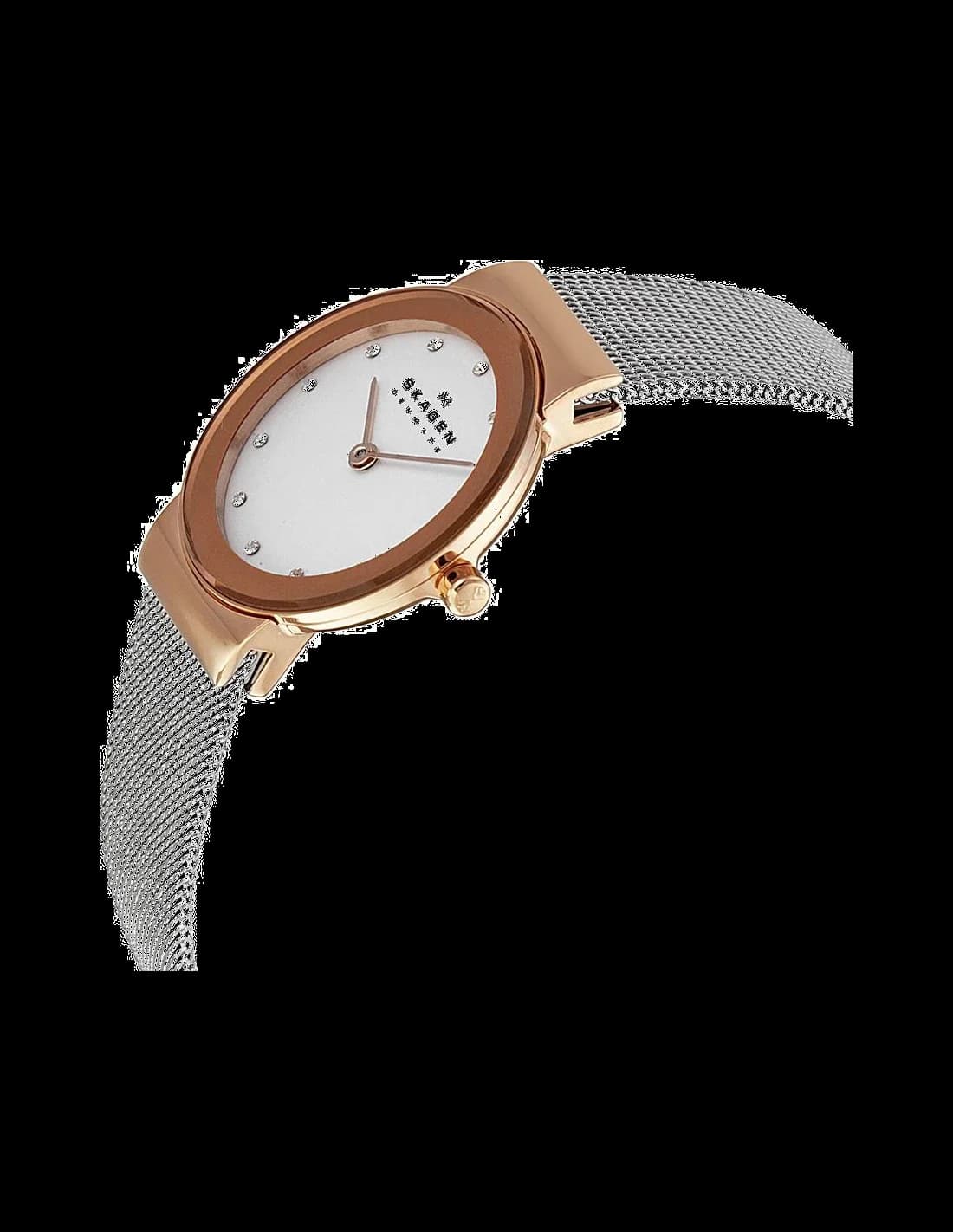 Cadran Skagen 358SRSC blanc avec index bâtons et aiguilles fines, design minimaliste sans complications