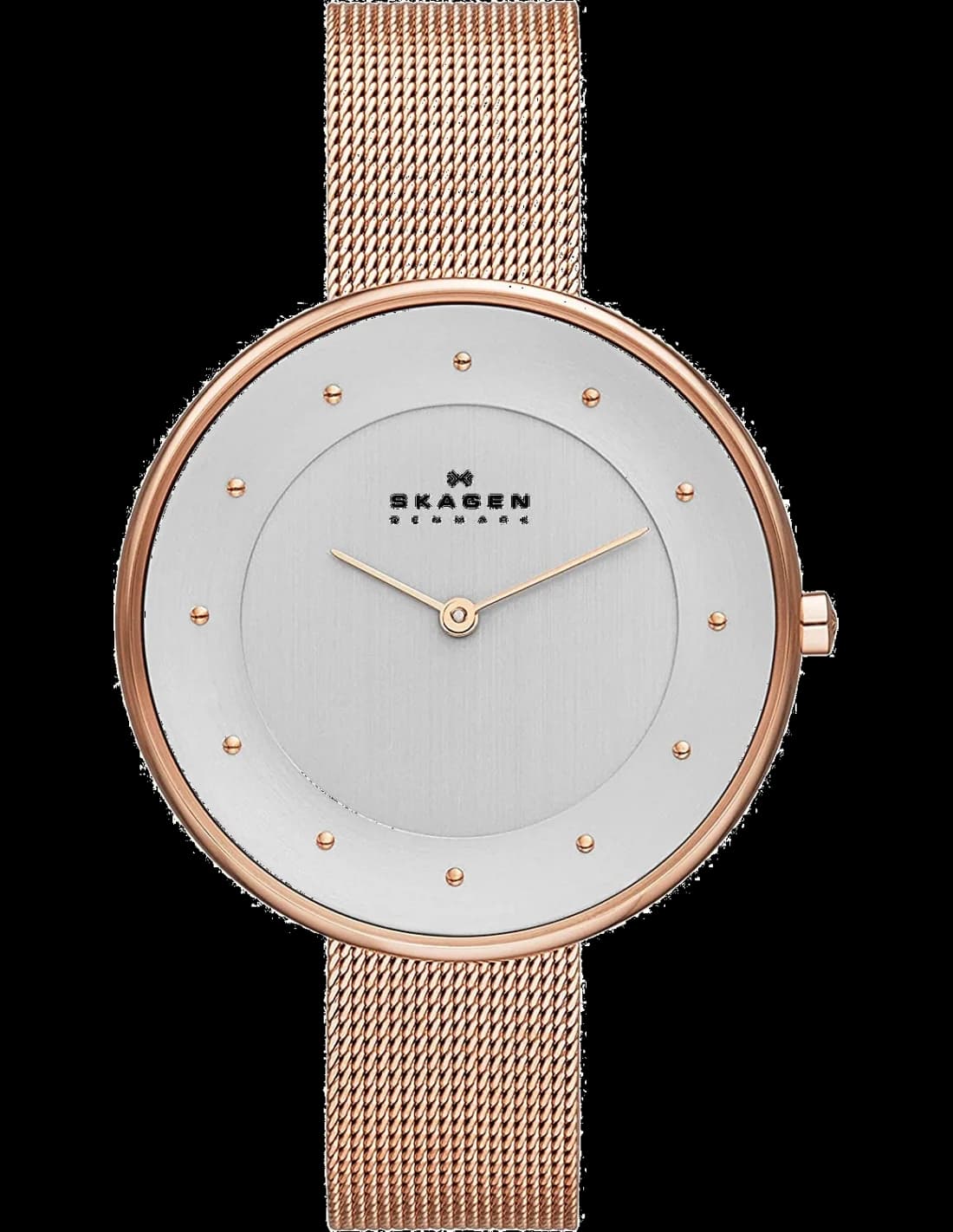 Montre Skagen SKW2142 avec cadran blanc minimaliste et boîtier or rose fin