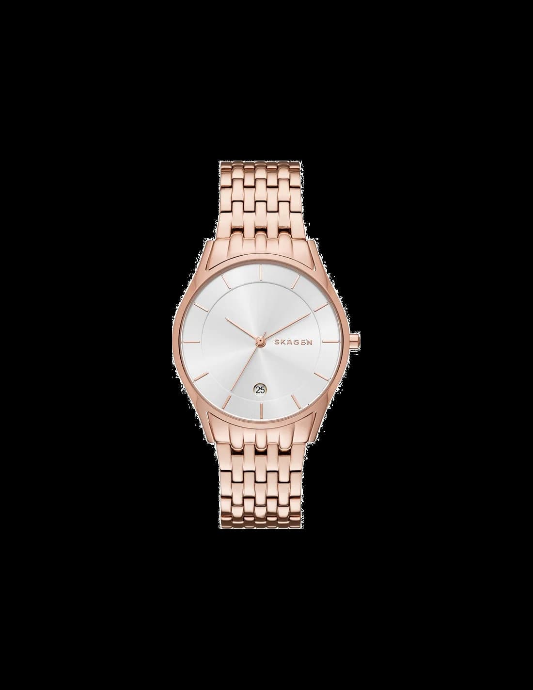 Montre Skagen SKW2388 au cadran minimaliste or rose et blanc, style épuré scandinave