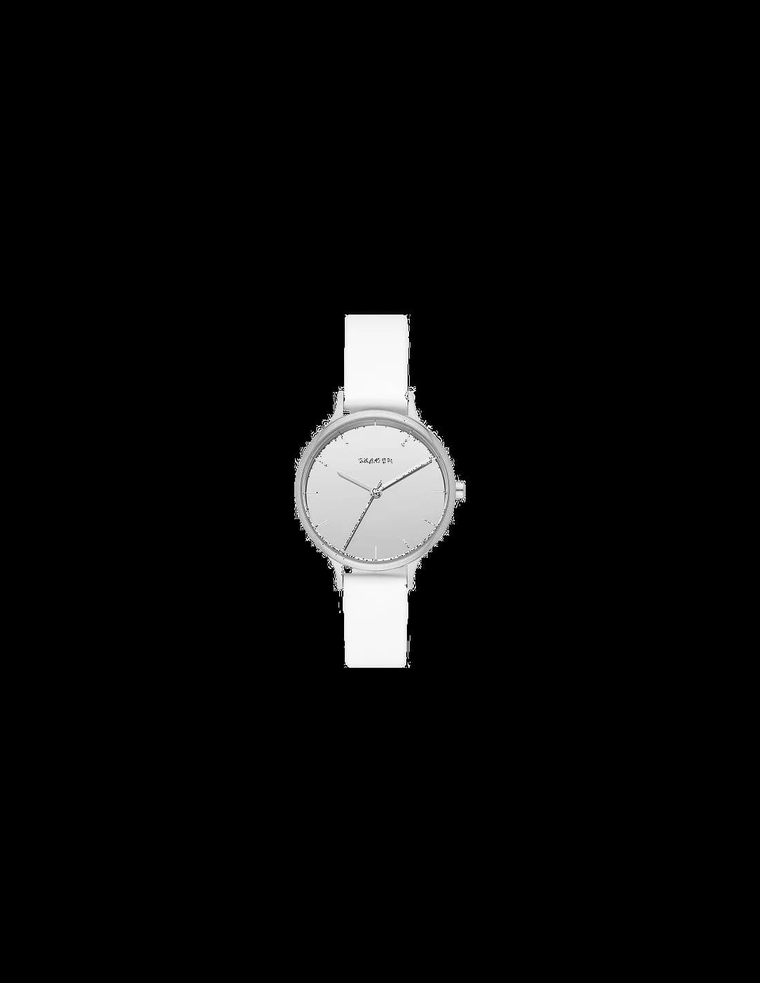 Montre Skagen SKW2414 au cadran blanc épuré et boîtier argenté, style minimaliste scandinave