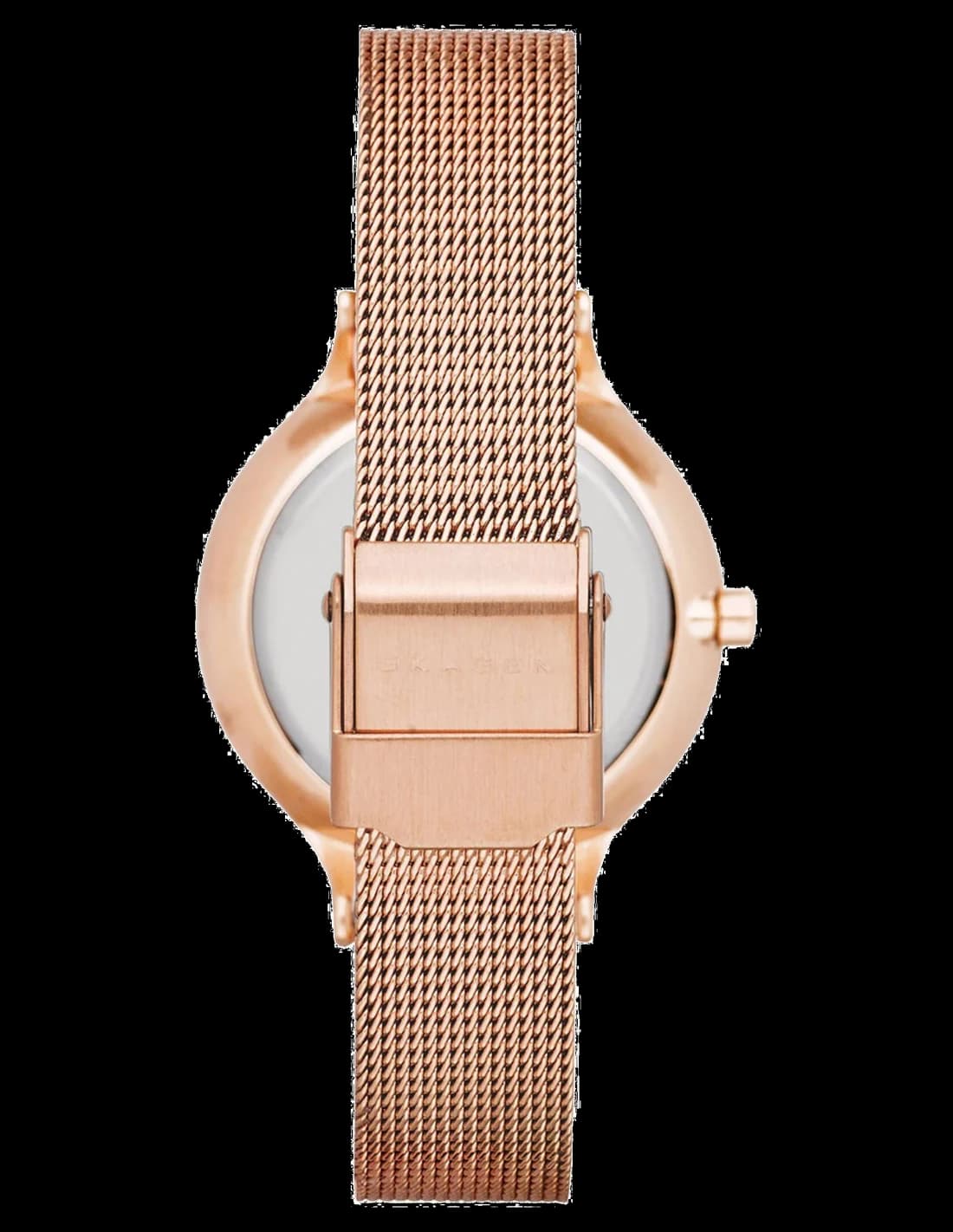 Bracelet Skagen SKW2633 en cuir bleu cousu main, boucle ardillon en acier or rose, confortable et raffiné