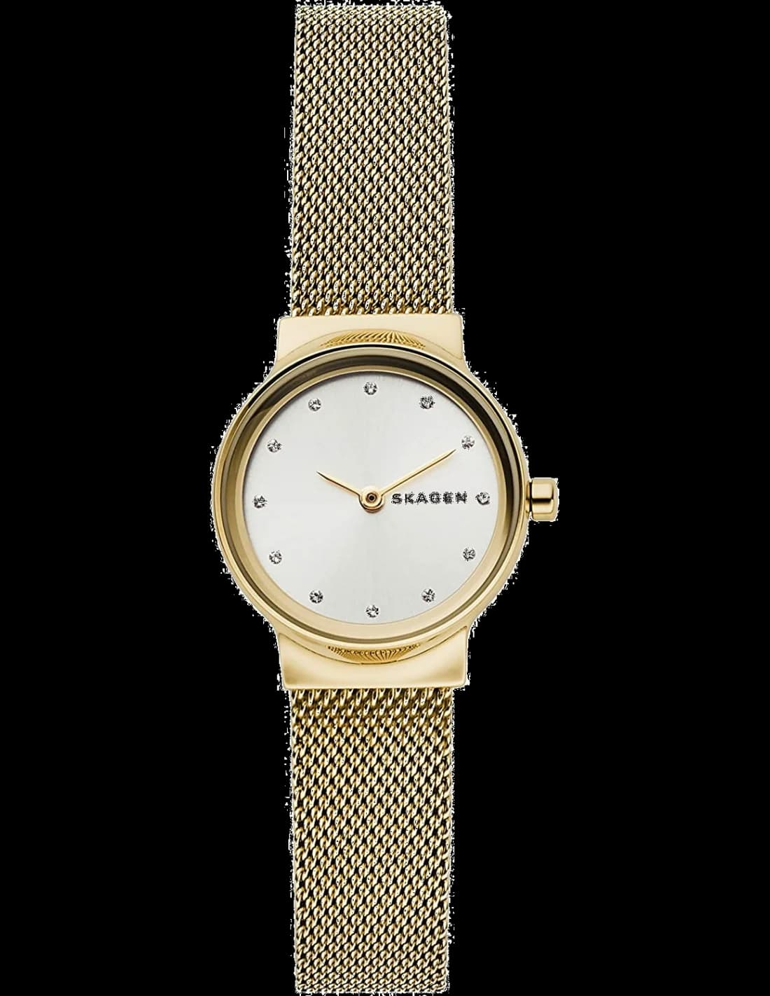Montre Skagen SKW2717 avec cadran blanc épuré et aiguilles fines dorées sur fond argenté