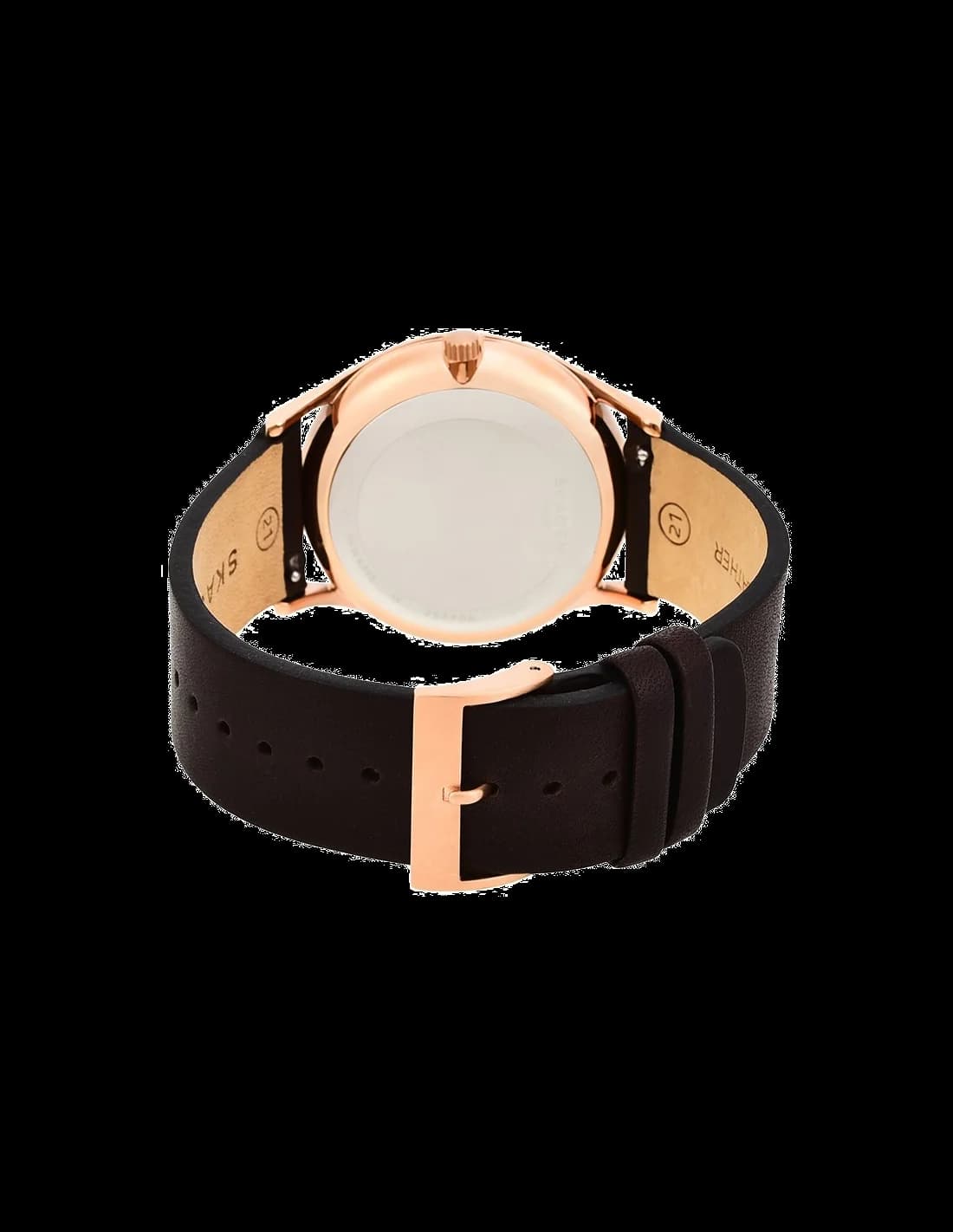 Cadran Skagen SKW6395 arborant un cadran gris soleillé, index bâton et aiguilles argentées, date à 3h, style minimaliste