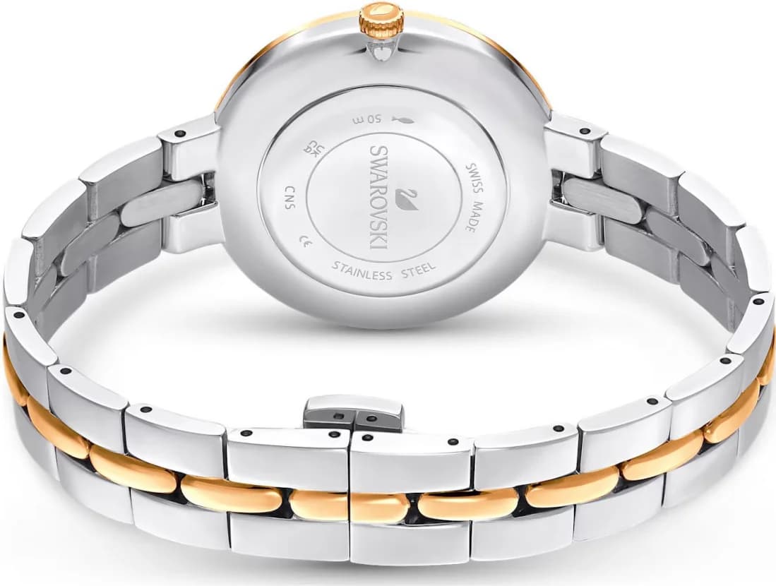 Bracelet Swarovski 111444 bicolore acier et or avec fermoir déployant et maillons polis