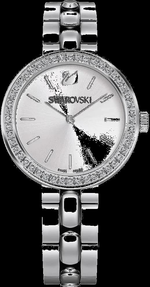 Montre Swarovski 5095600 avec cadran blanc nacré et index cristal, élégance intemporelle
