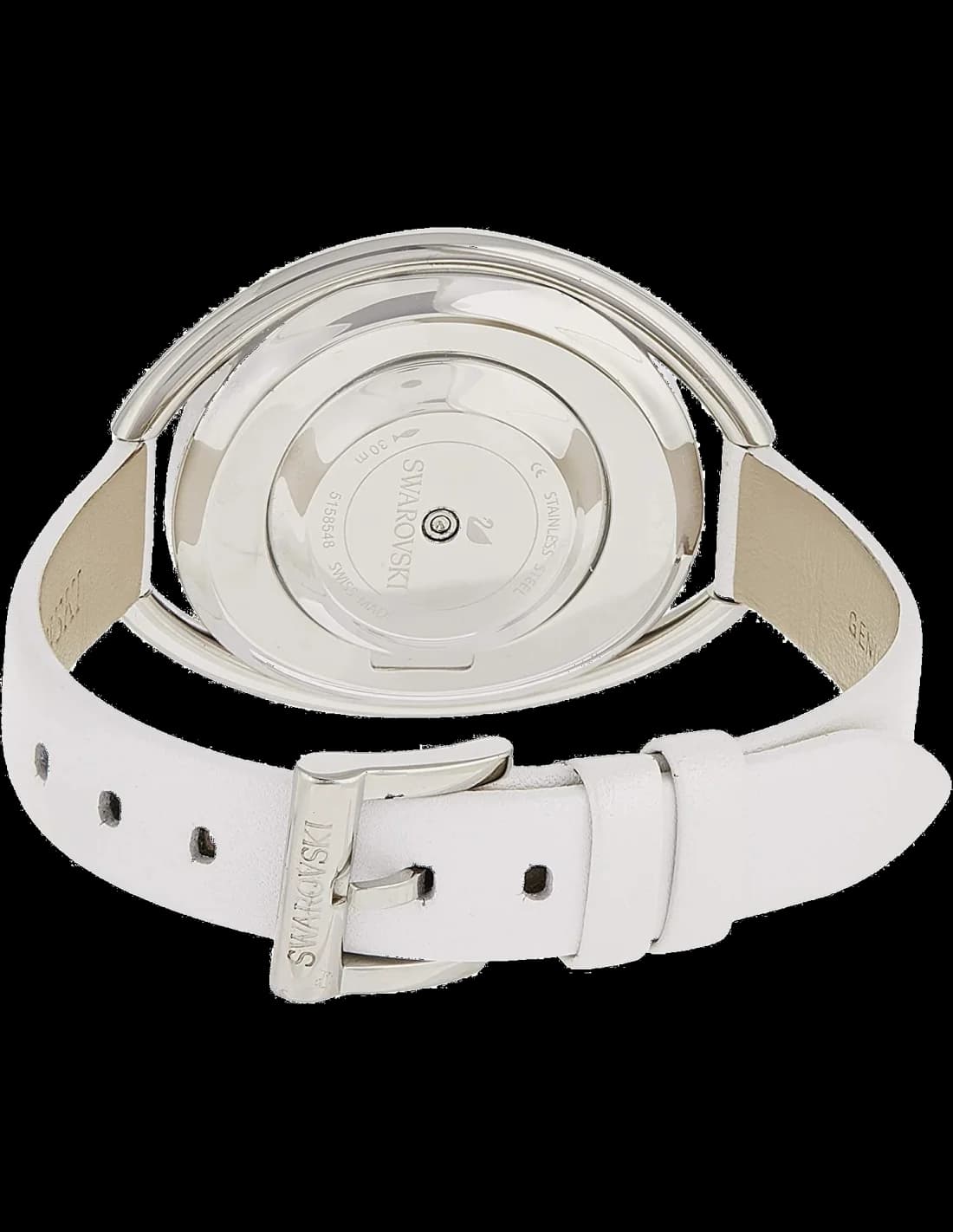 Bracelet Swarovski 5158548 en cuir blanc avec coutures ton sur ton et boucle ardillon dorée