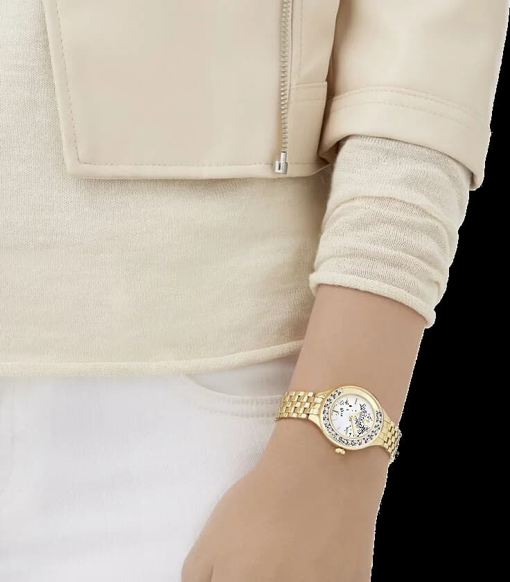 Bracelet Swarovski 5242895 en acier doré jaune, fermoir déployant, finition brillante