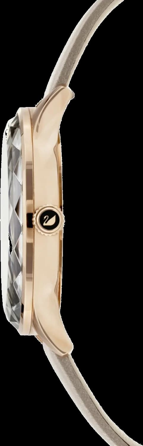 Cadran Swarovski 5295326 au cadran gris soleillé avec index cristal et date à 4h30, style élégant