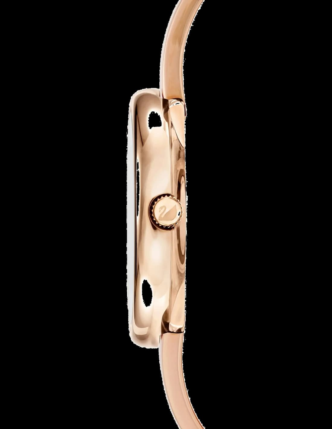 Bracelet Swarovski 5295334 en cuir blanc avec boucle déployante en métal or rose, finition luxueuse