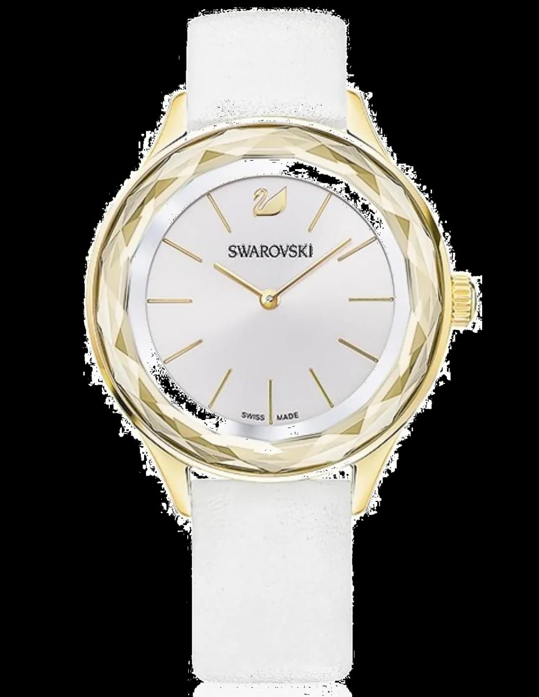 Montre Swarovski 5295337 au cadran blanc nacré et index cristal, élégance intemporelle
