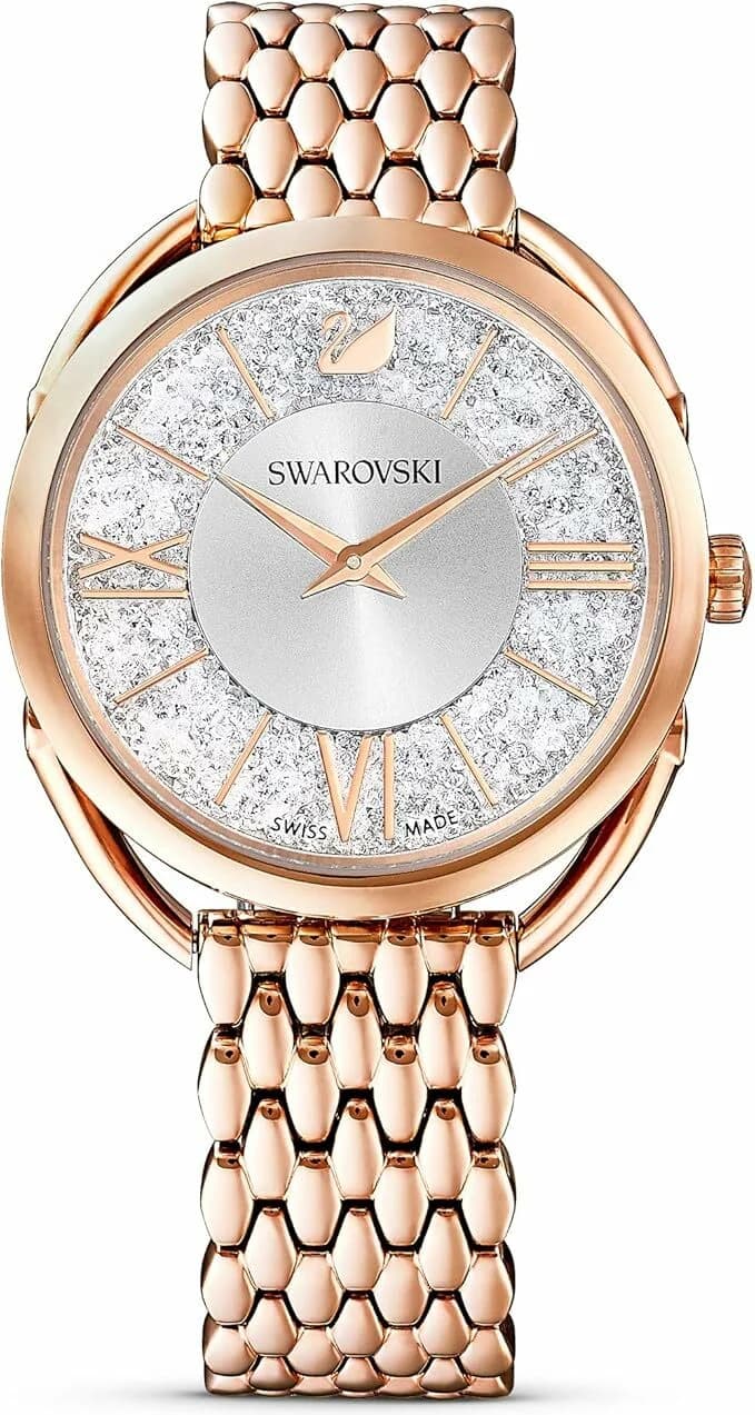 Bracelet Swarovski 5295346 en cuir blanc, coutures ton sur ton, boucle déployante en acier