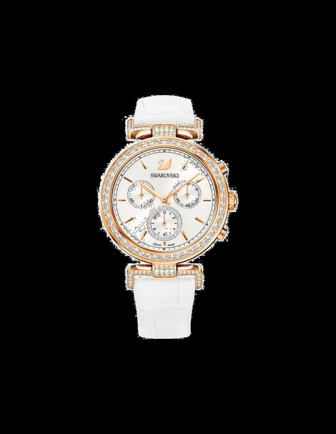 Montre Swarovski 5295369 Era Journey cadran blanc diamants aiguilles index, élégance lumineuse style raffiné