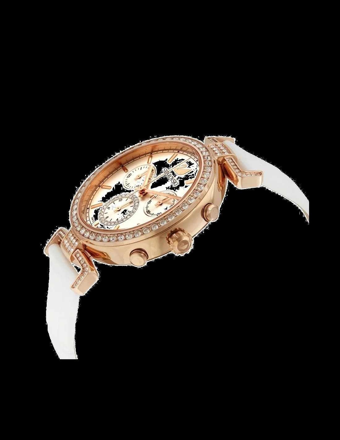 Cadran Swarovski 5295369 cadran blanc avec index diamants et aiguilles fines, complications date, pureté cristalline