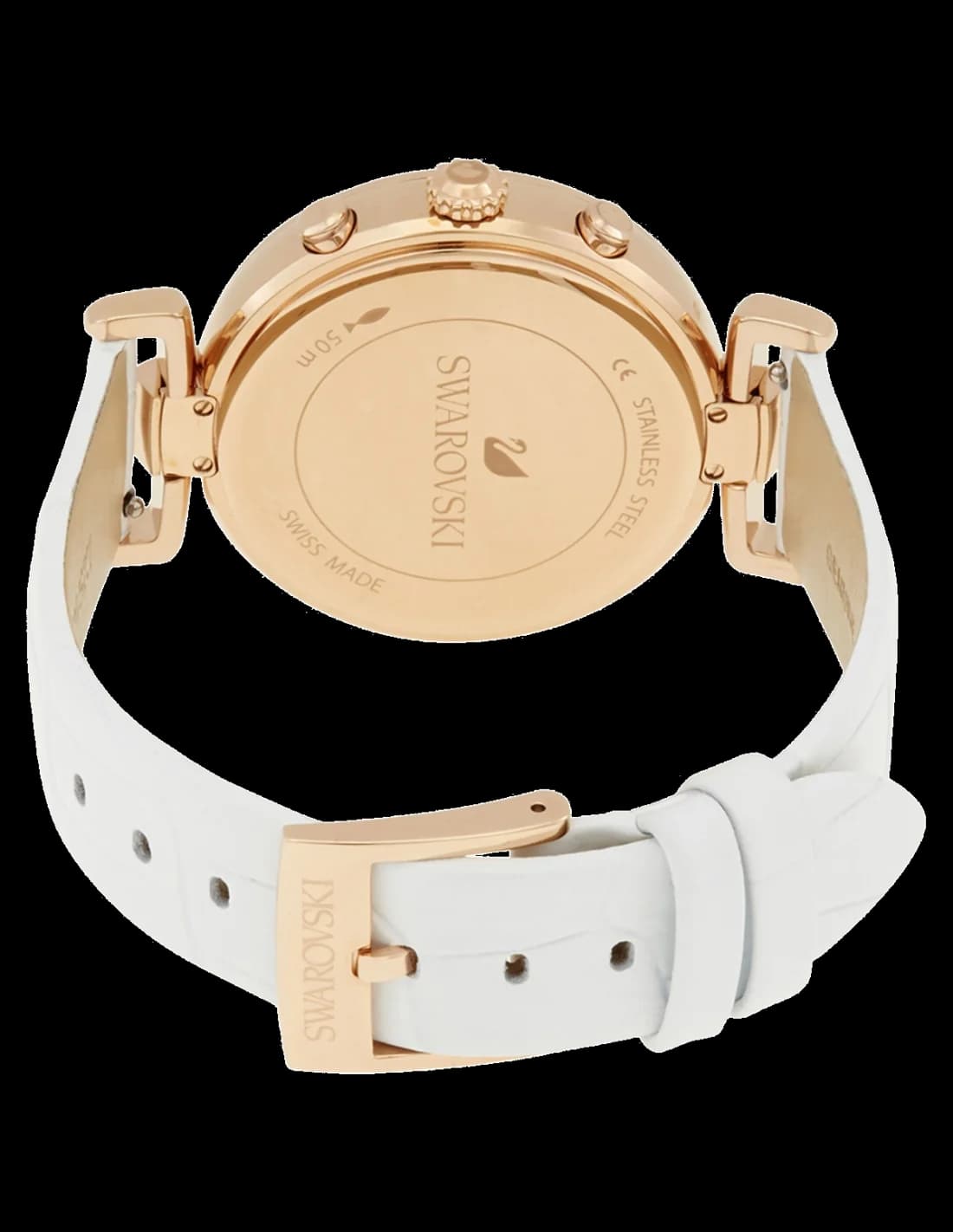 Bracelet Swarovski 5295369 bracelet cuir blanc coutures blanches, fermoir boucle ardillon, confort luxe