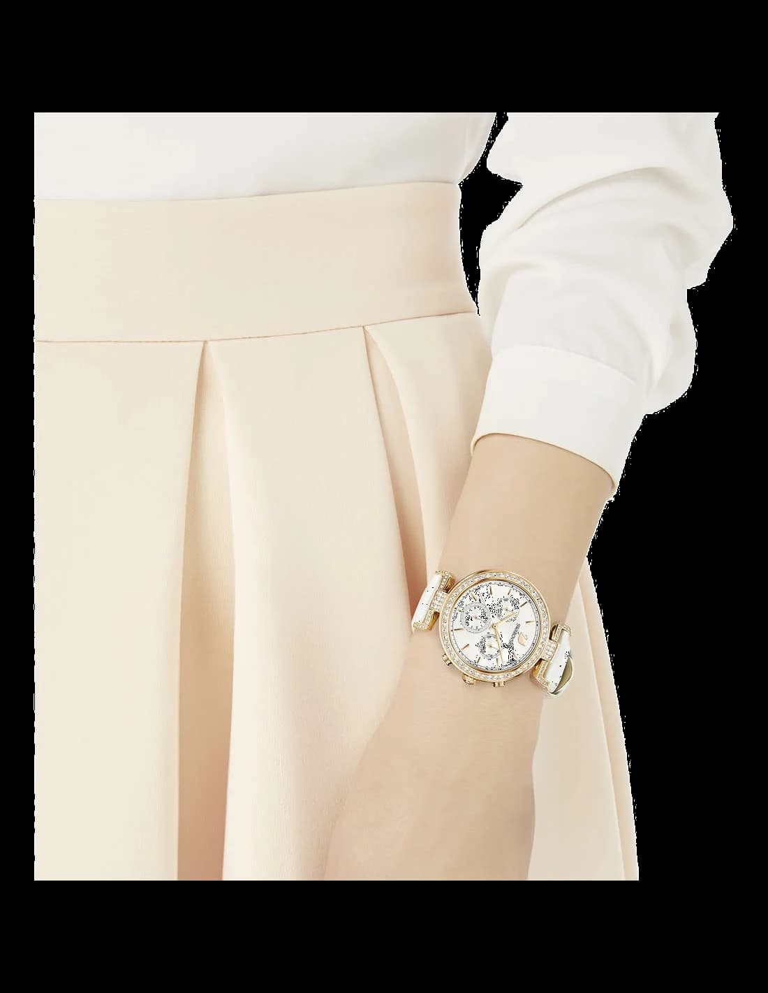 Boîtier Swarovski 5295369 boîtier acier argenté poli lunette lisse, profil fin, diamants sertis, allure féminine