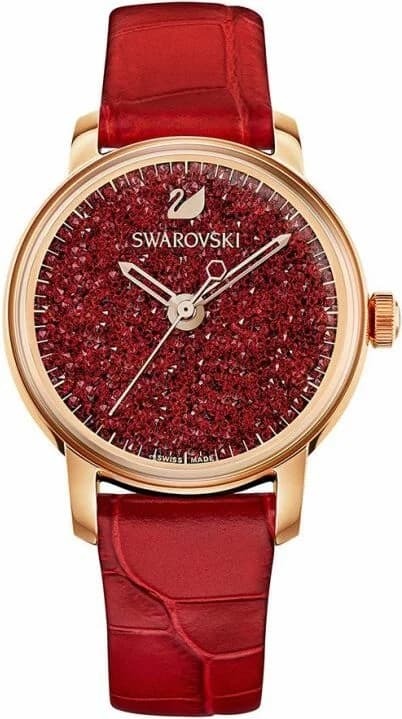Montre femme Swarovski Crystalline 5295380 avec bracelet en cuir rouge vue 2