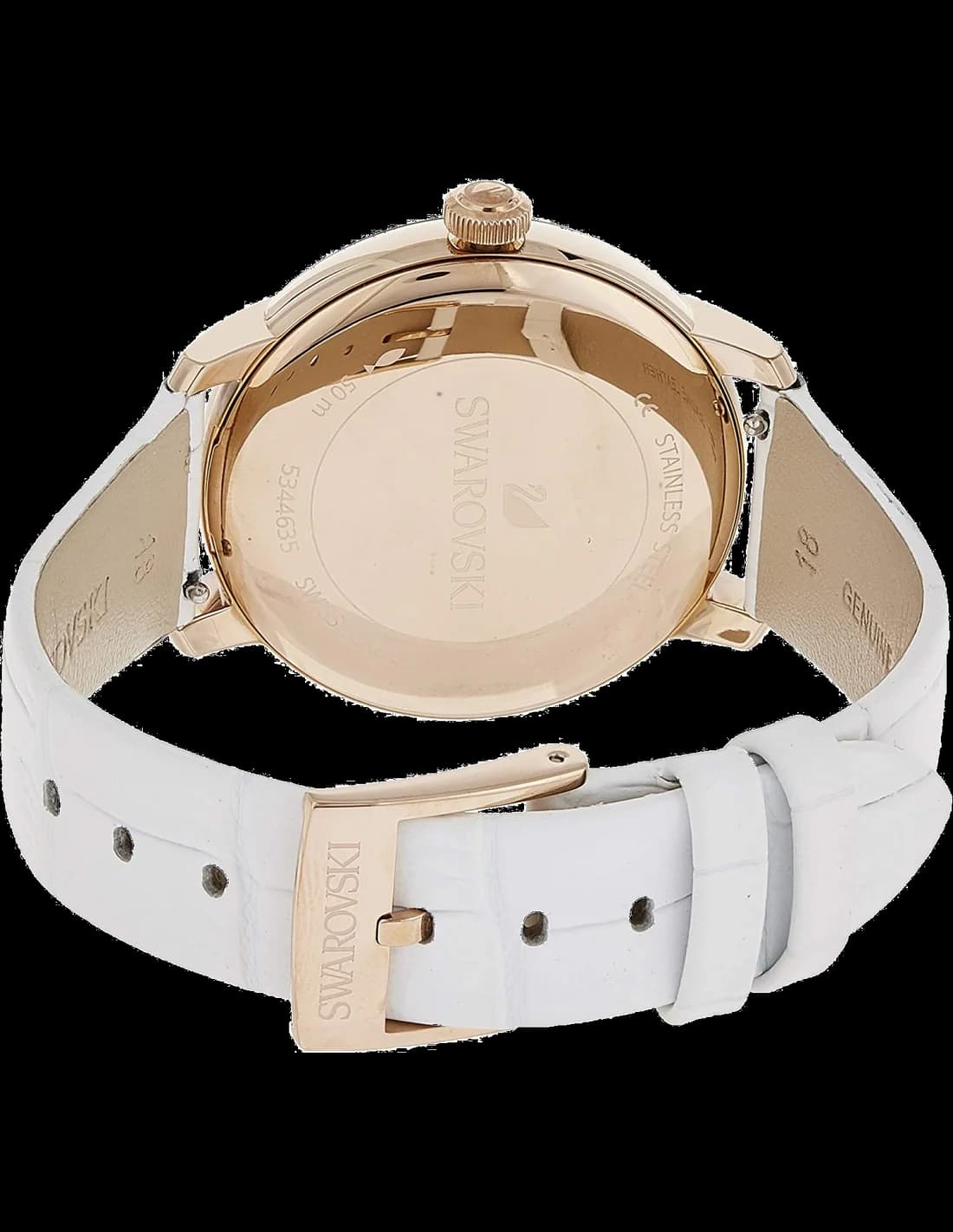 Cadran Swarovski 5344635 au design ovale avec cristaux Swarovski sertis, aiguilles dorées et logo à 12h