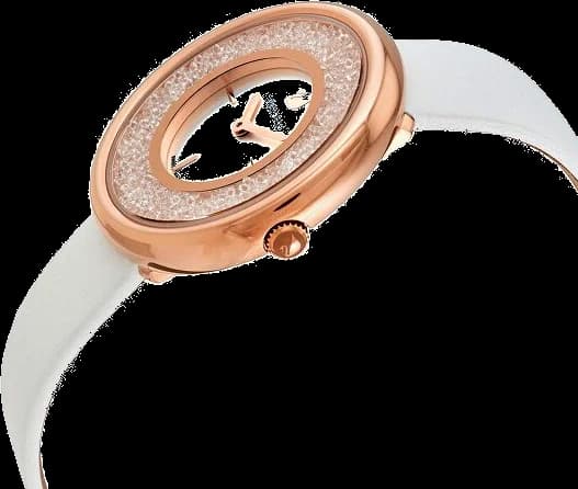 Cadran Swarovski 5376083 blanc avec index et aiguilles argentés, date à 3h, design minimaliste