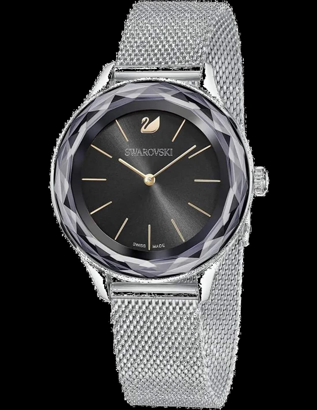 Montre Swarovski 5430420 au cadran blanc nacré et maille milanaise argentée, style élégant et raffiné