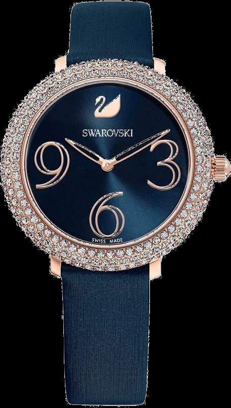 Montre Swarovski 5484061 au cadran bleu nuit scintillant et index cristal, élégance intemporelle