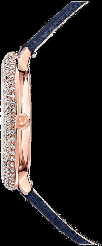 Cadran Swarovski 5484061 aux aiguilles fines et index cristal, lisibilité parfaite sur fond bleu nuit
