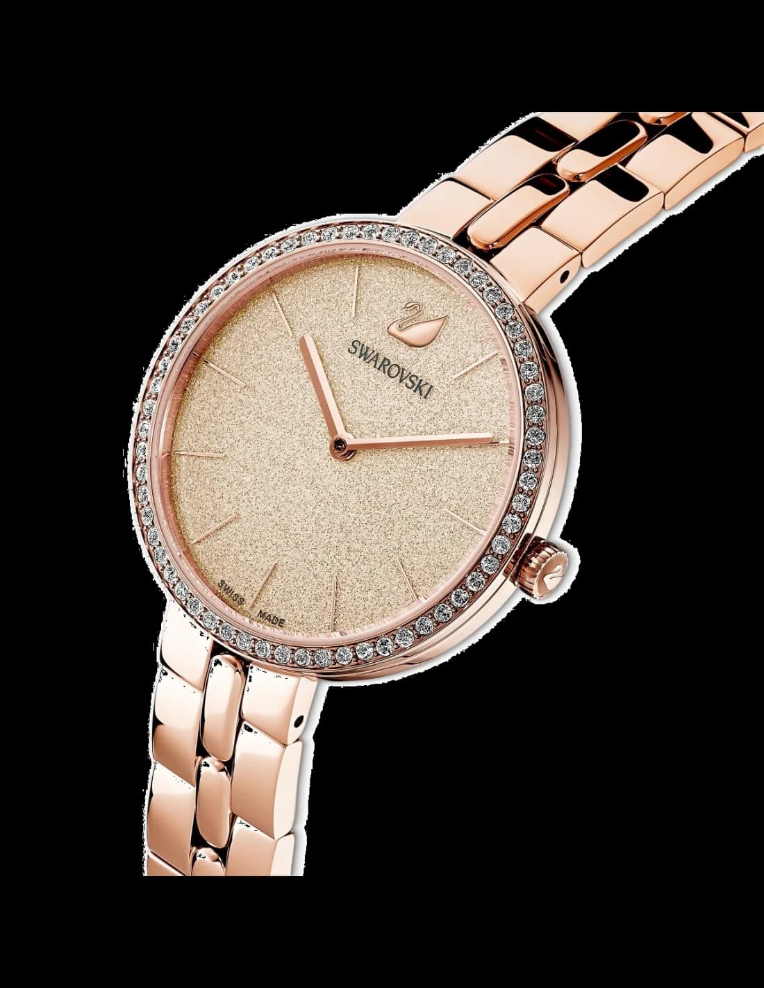 Cadran Swarovski 5517800 blanc poudré de diamants, index discrets et aiguilles fines pour un éclat subtil