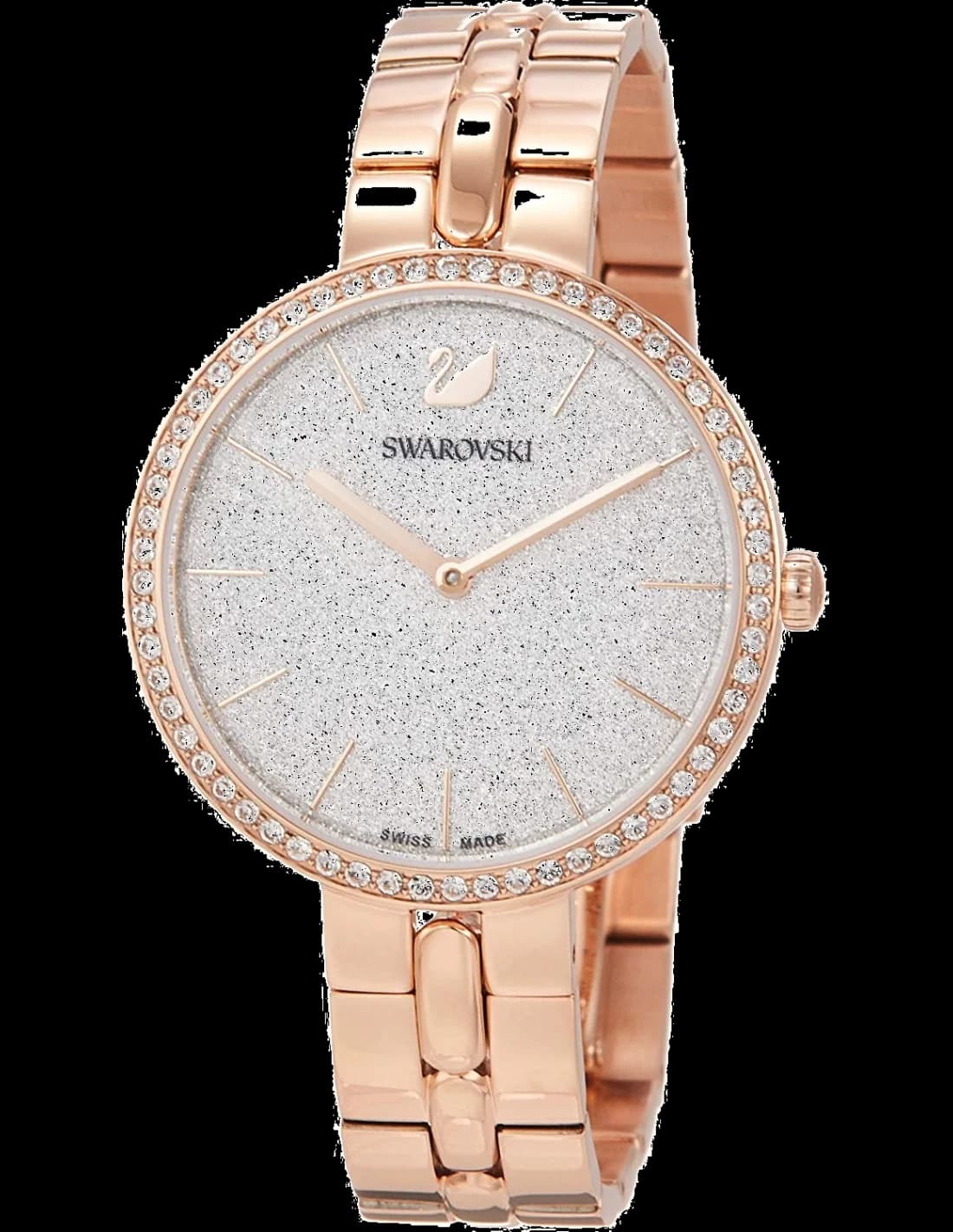 Montre Swarovski 5517803 en acier rose gold avec cadran blanc nacré et index en poudre de diamants