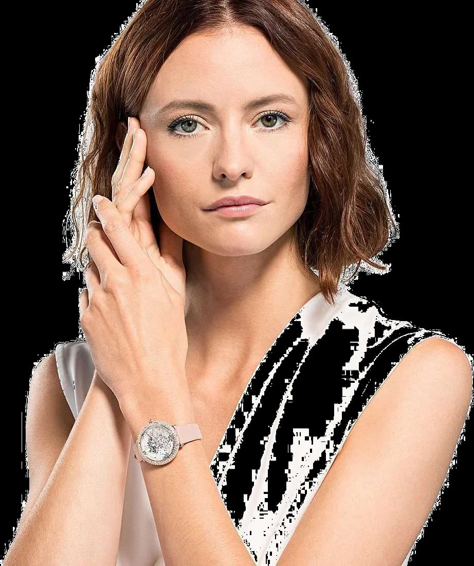 Bracelet Swarovski 5519223 en cuir rose poudré, boucle ardillon, souple et raffiné