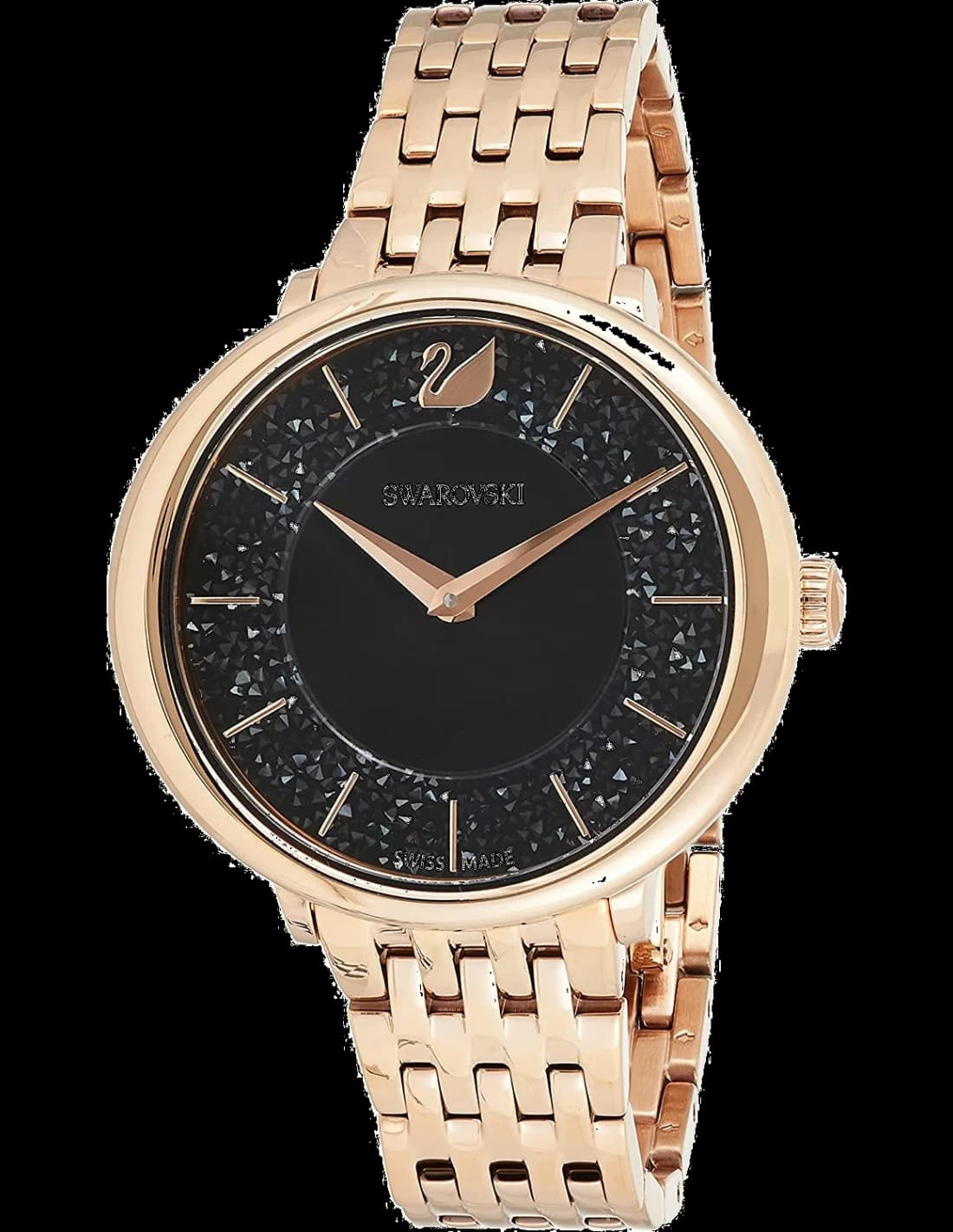 Montre Swarovski 5544587 avec cadran blanc nacré et index cristal, boîtier acier or rose, style élégant et raffiné