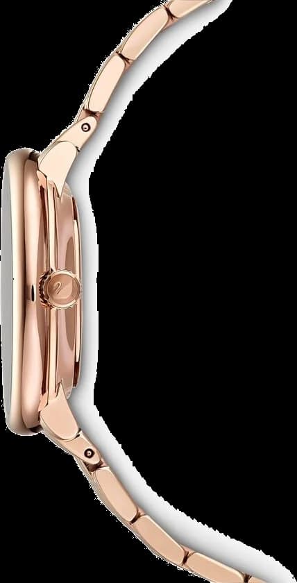 Bracelet Swarovski 5547608 en acier plaqué or rose, maillons satinés, fermoir déployant sécurisé