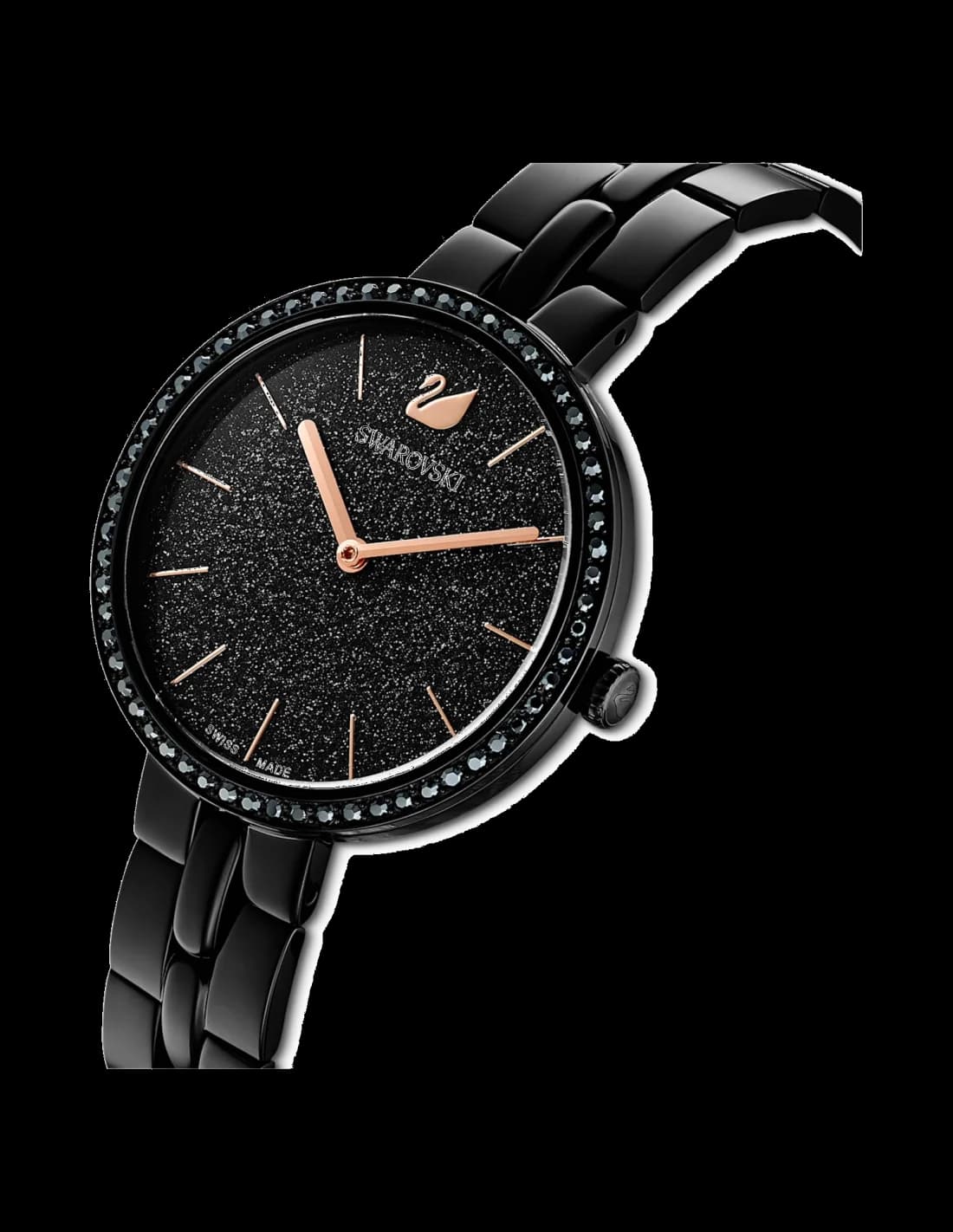 Cadran Swarovski 5547646 avec index en cristaux Swarovski, aiguilles dorées et date à 3h, luxe et précision