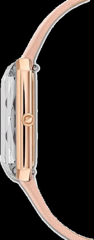 Bracelet Swarovski 5547719 en cuir beige, boucle ardillon dorée, texture lisse et sobre
